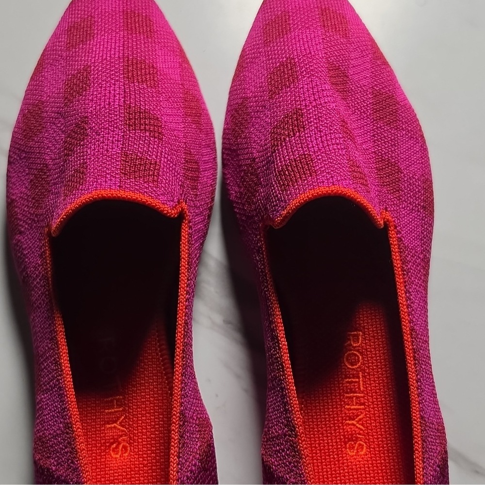 Rothy's Women's Pink Red Blue Checkered Slip-On Flats Pointed Toe US 8